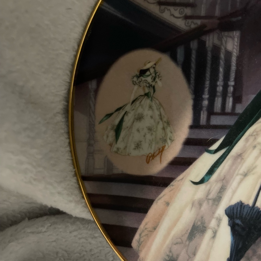 The Bradford Exchange Elegant Southern Belle Plate - Gold, Green, White BBQ Atti - Picture 2 of 3